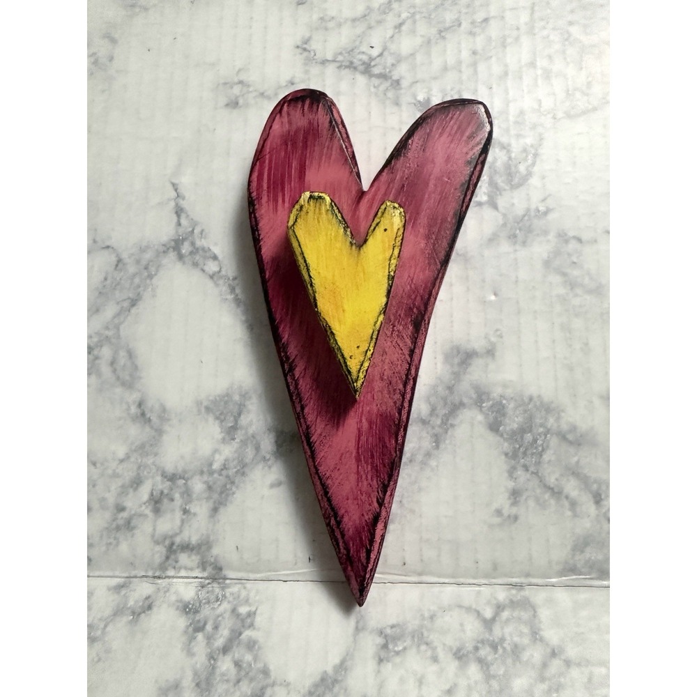 Tra-La-La Silvestri Demdaco Tracy Pesche 2014 3D Wooden Heart Wall Plaque Art